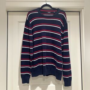 Izod Mens Peacoat Multicolor Striped Stretch Pullover Sweater Size XL blue & red